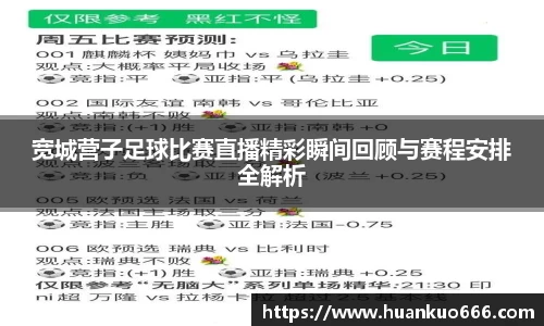 宽城营子足球比赛直播精彩瞬间回顾与赛程安排全解析