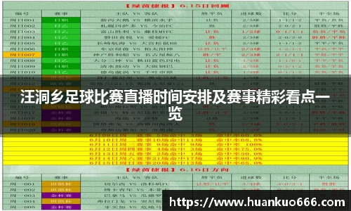 汪洞乡足球比赛直播时间安排及赛事精彩看点一览